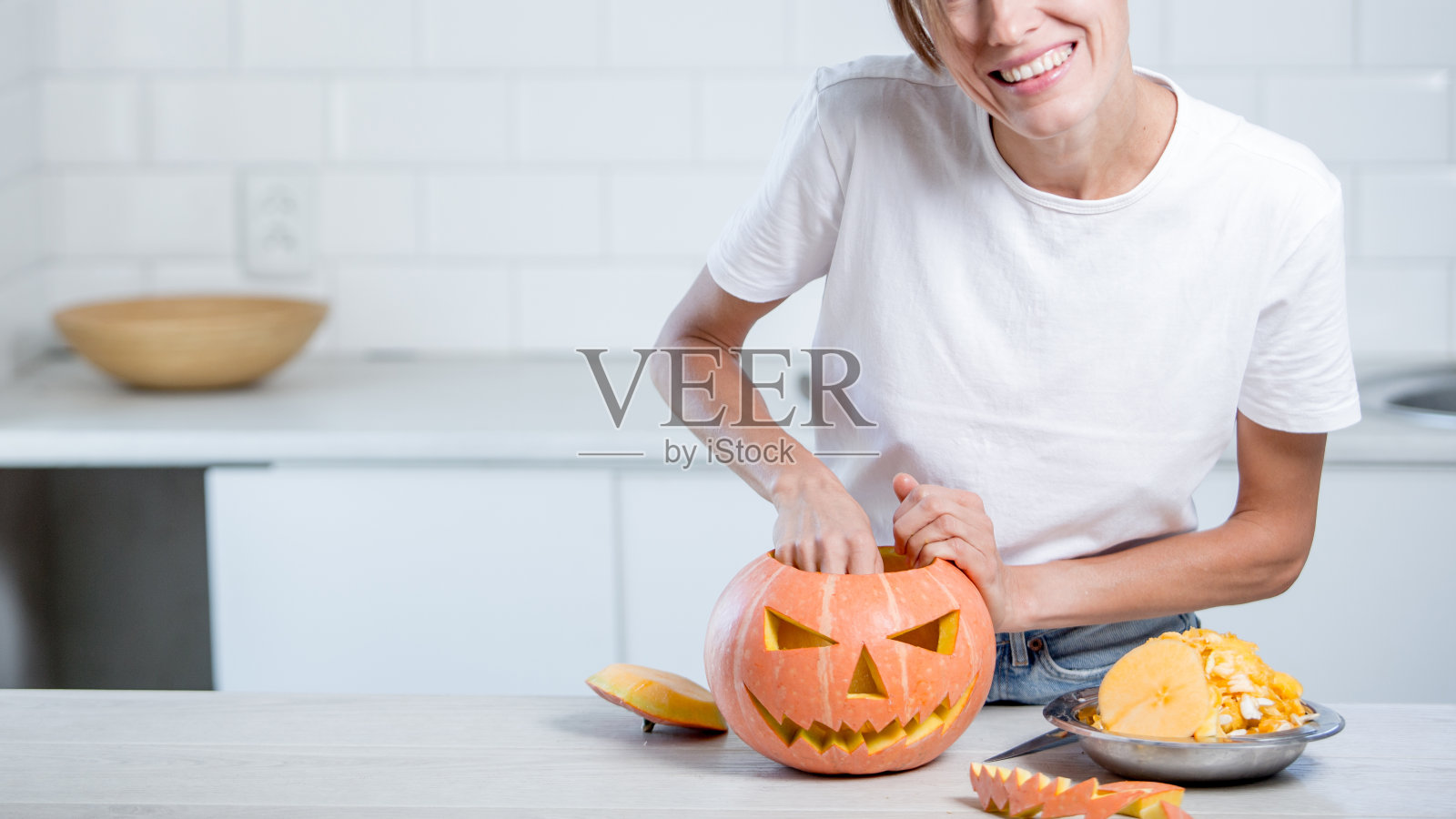 漂亮有趣的南瓜女郎照片摄影图片