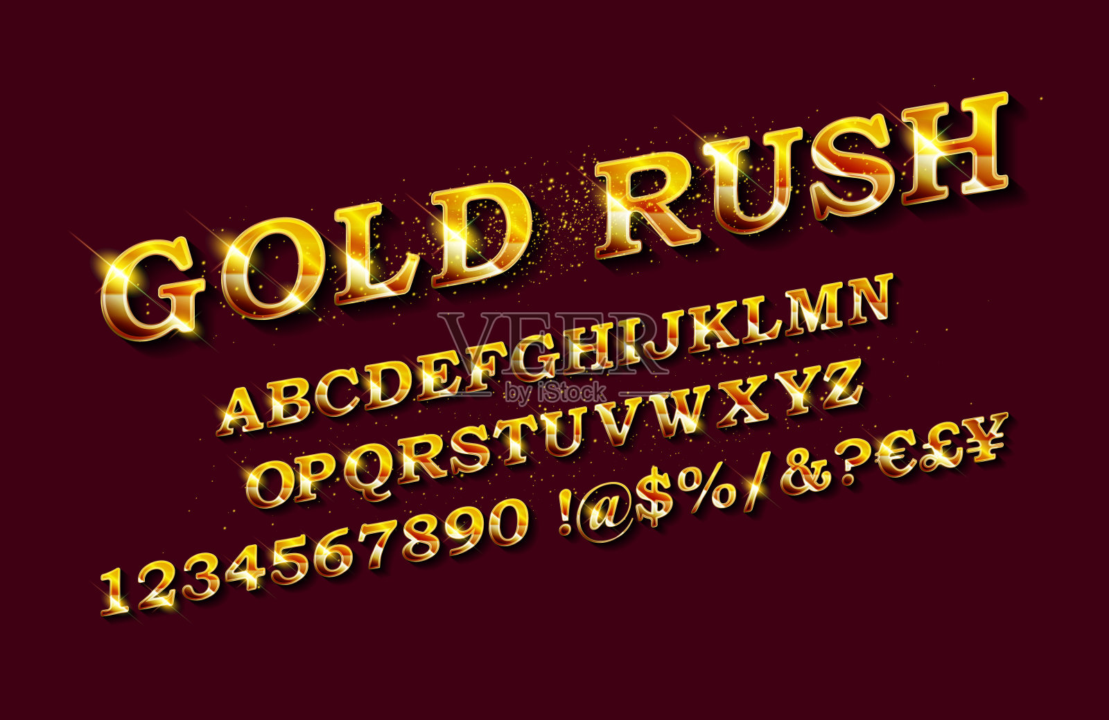 淘金热威士忌标签字体插画图片素材