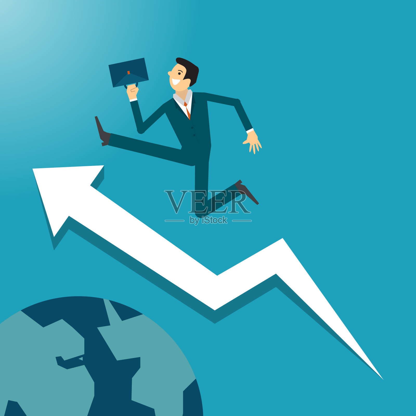 商业插图的概念正在推动着商人的起步。业务概念说明。插画图片素材