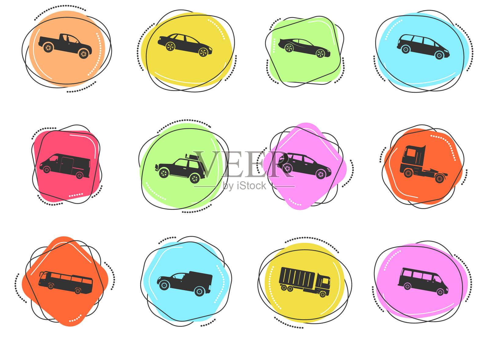 车辆图标设置插画图片素材