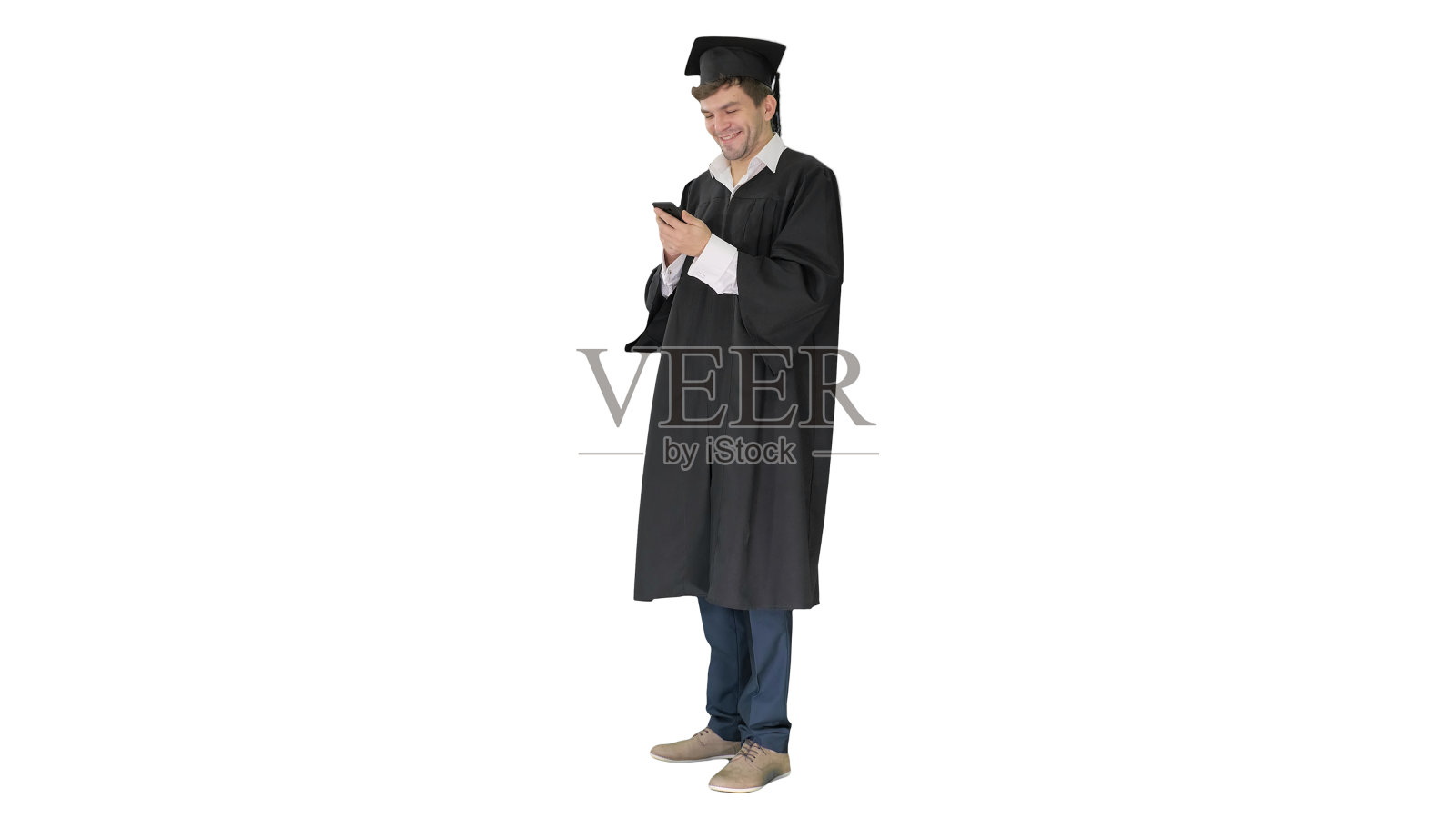 研究生用不同的姿势在白色上自拍照片摄影图片