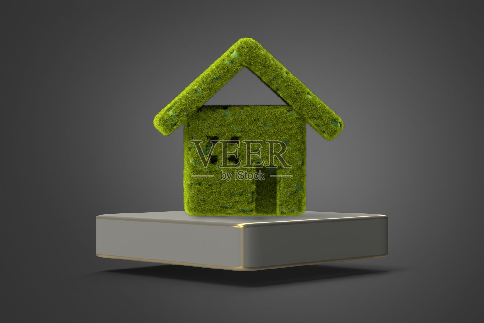 站在架子上的绿房子照片摄影图片