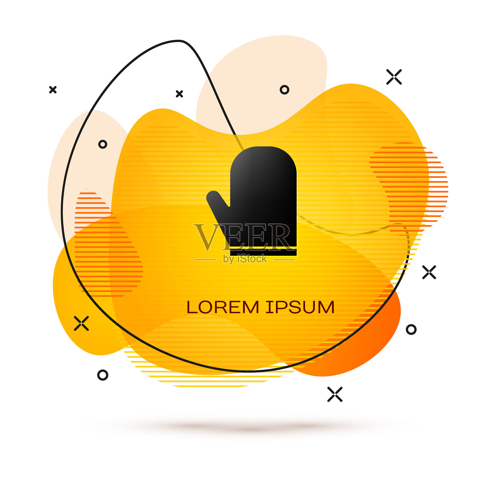 黑色烤箱手套图标孤立在白色背景插画图片素材