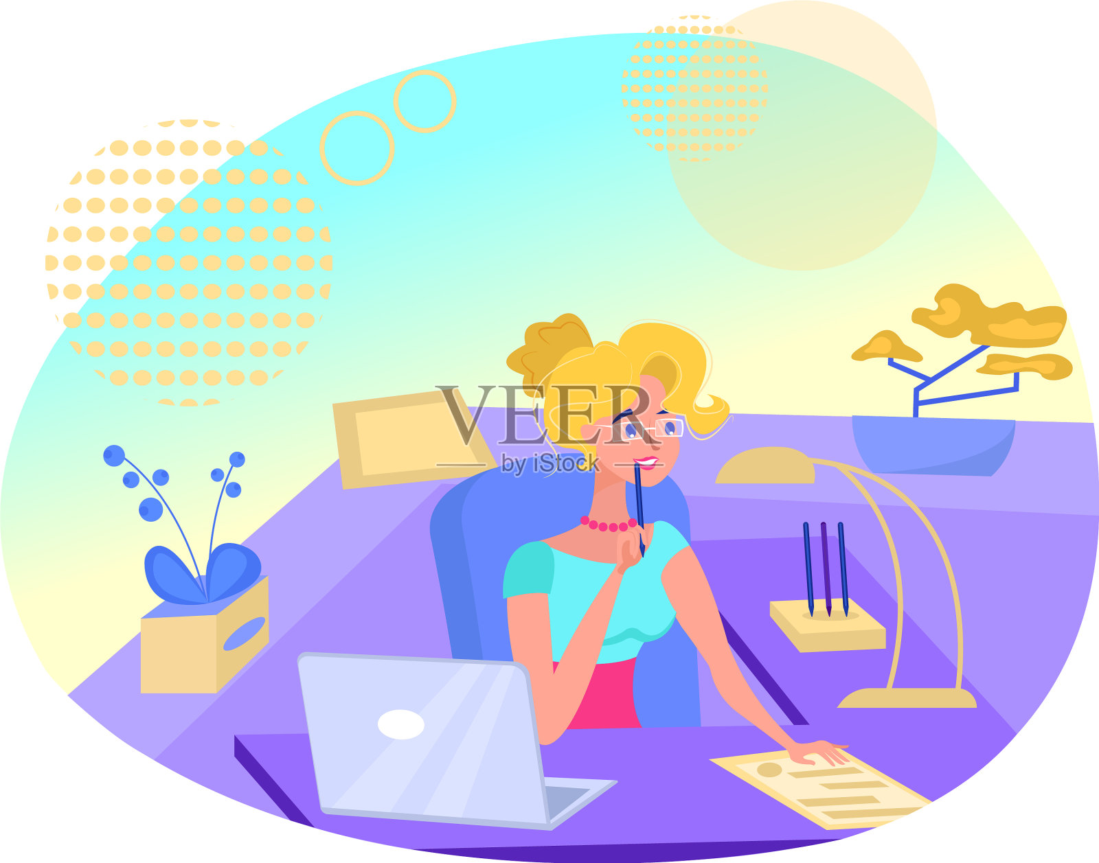 工作场所的女商人或职员设计元素图片