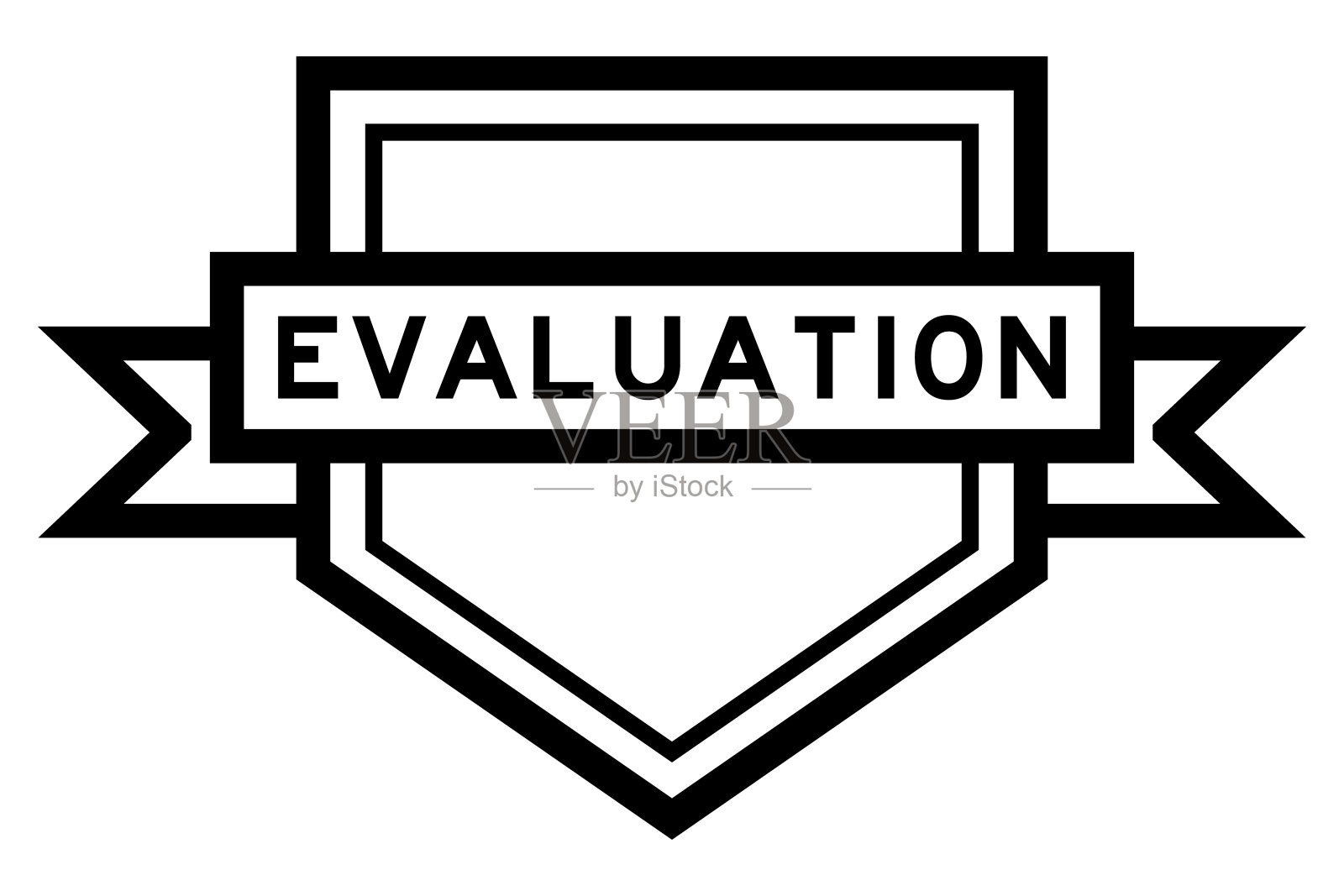 复古黑色五角形标签横幅与词评价在白色背景插画图片素材