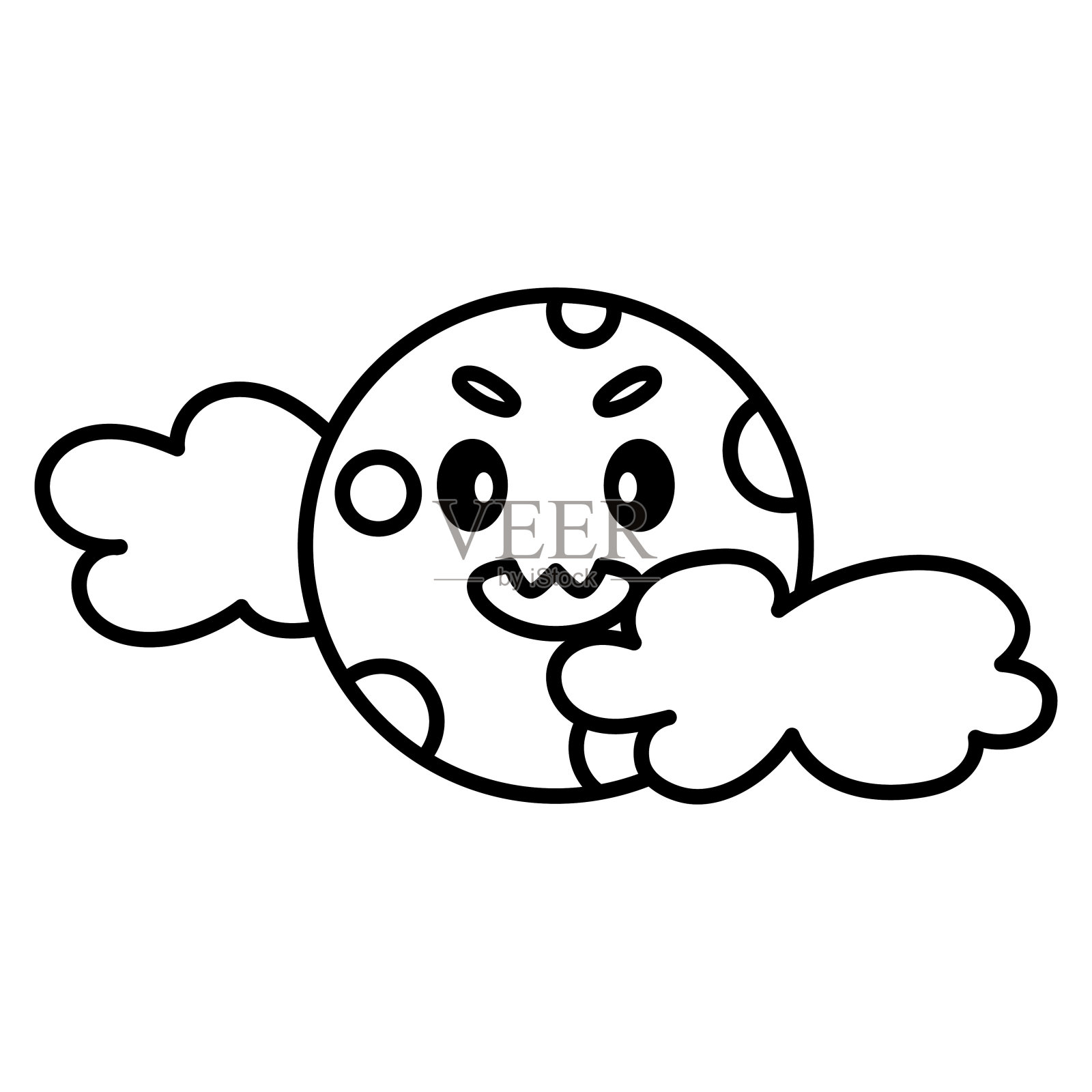 可爱的月亮卡哇伊插画图片素材