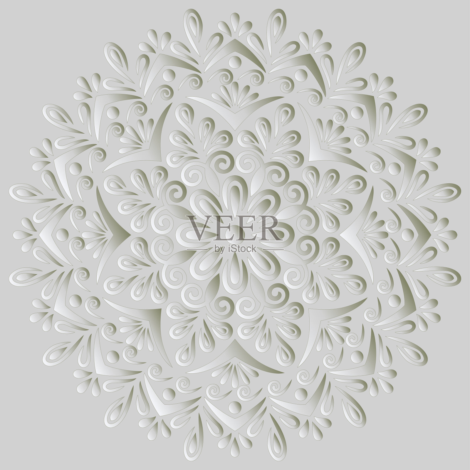 曼陀罗图案白色3D渐变好心情插画图片素材