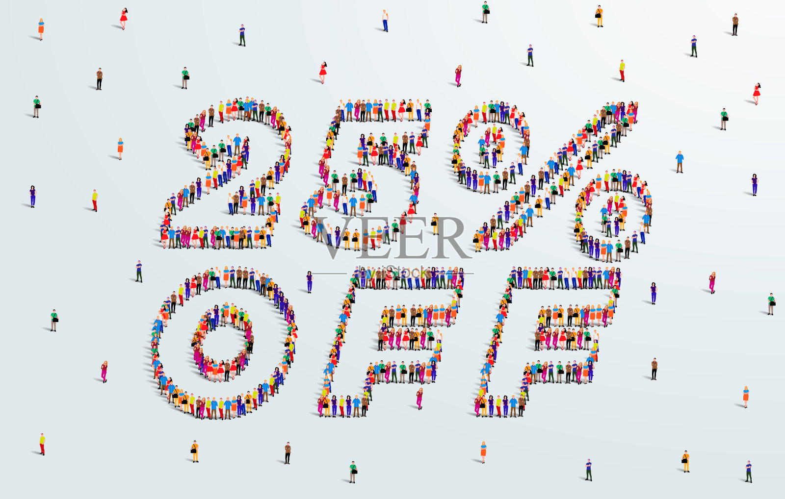 打25%。一大群人形成了一个25%的形状。特价销售设计。矢量插图的广告横幅。设计元素图片