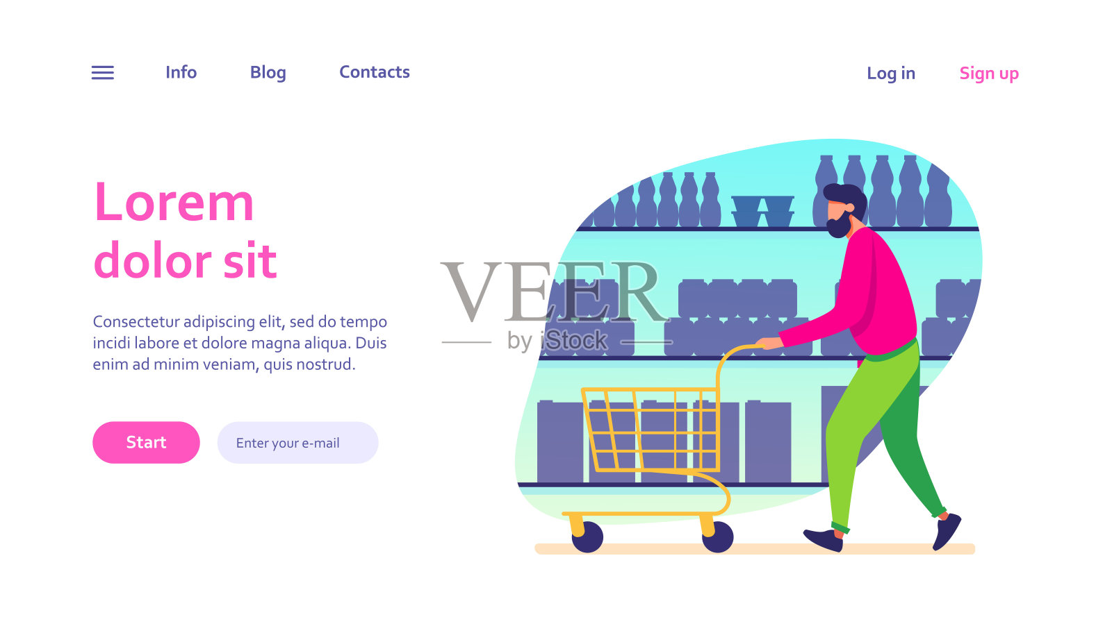 男人在超市购物插画图片素材