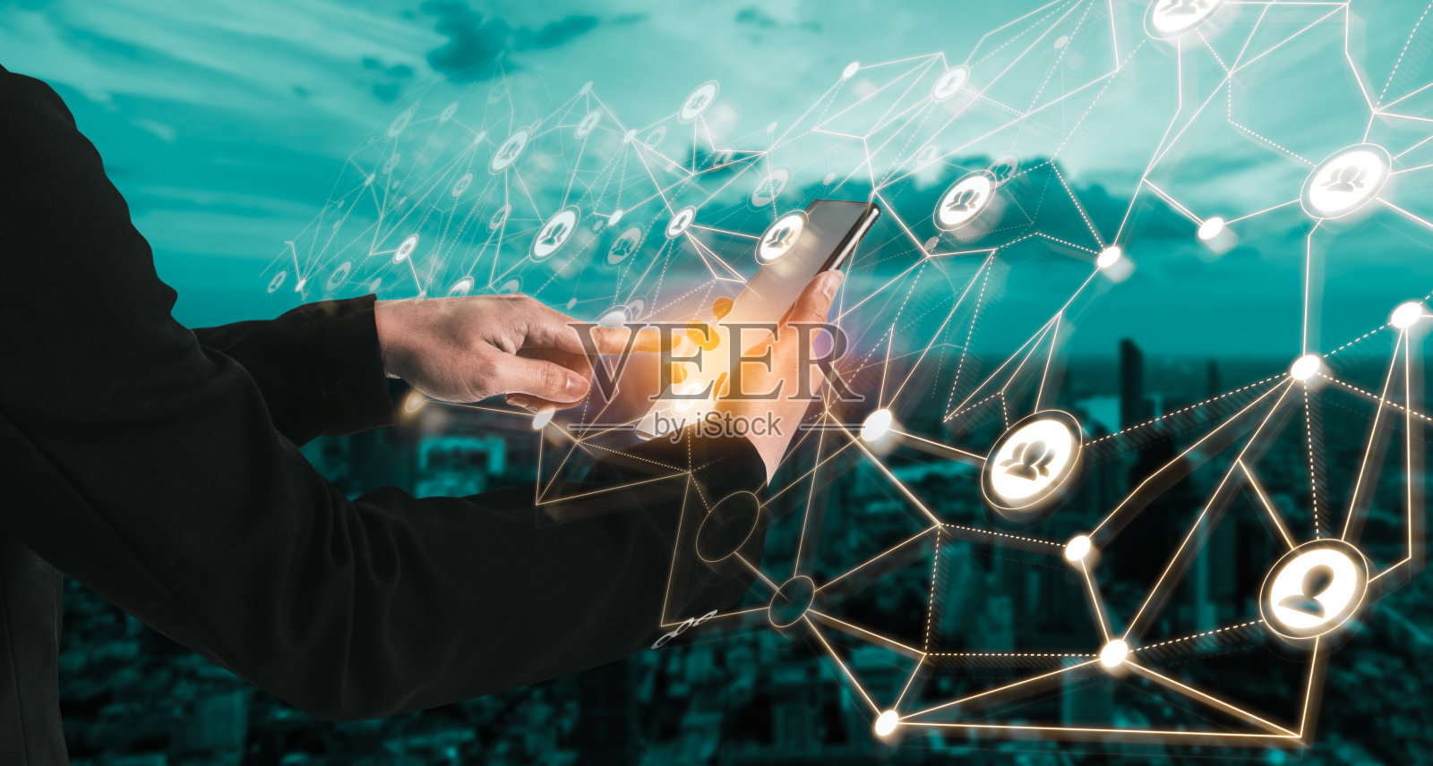 人的网络和全球创意传播理念。照片摄影图片