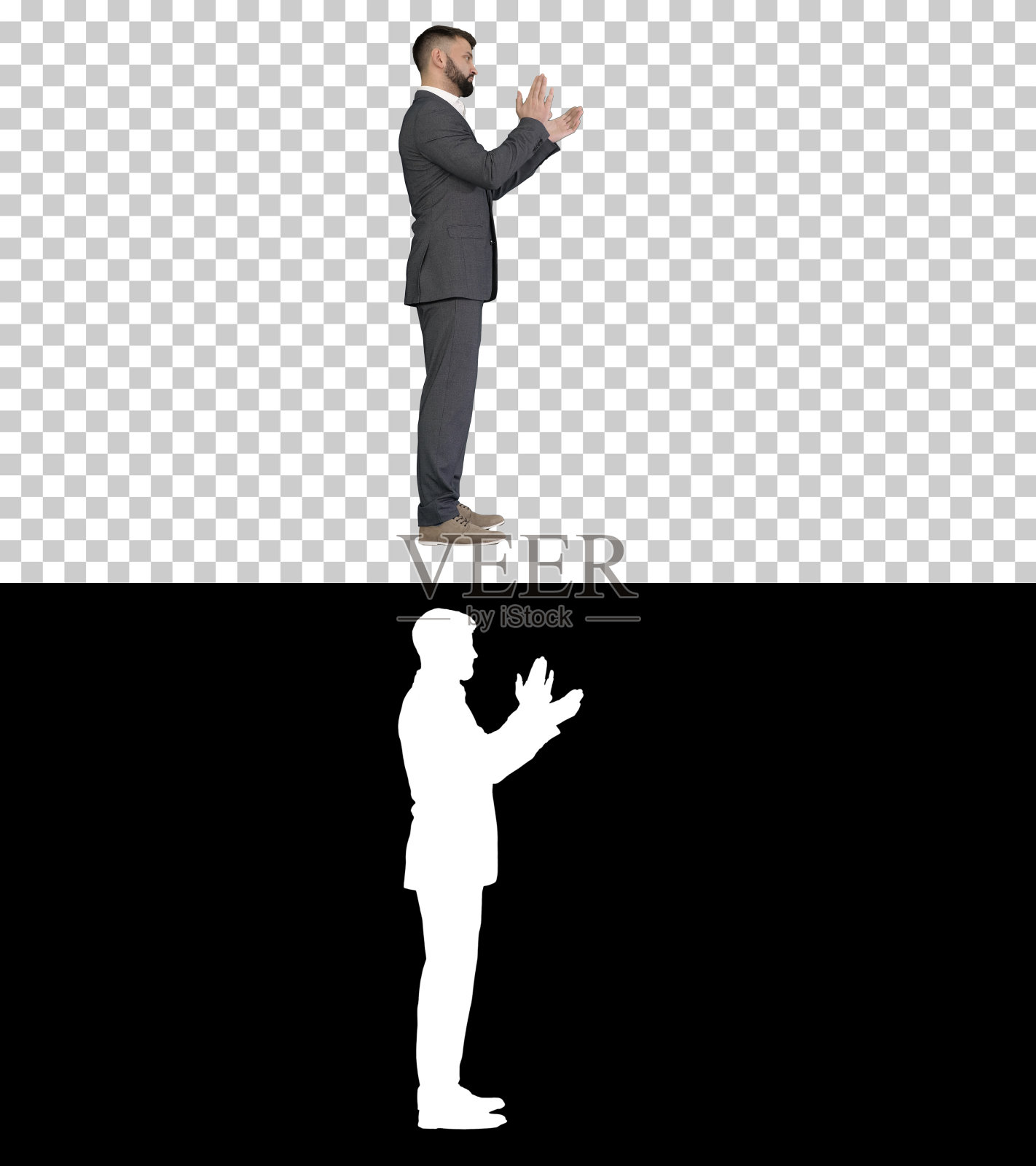 商人拍手称赞某事，阿尔法频道照片摄影图片