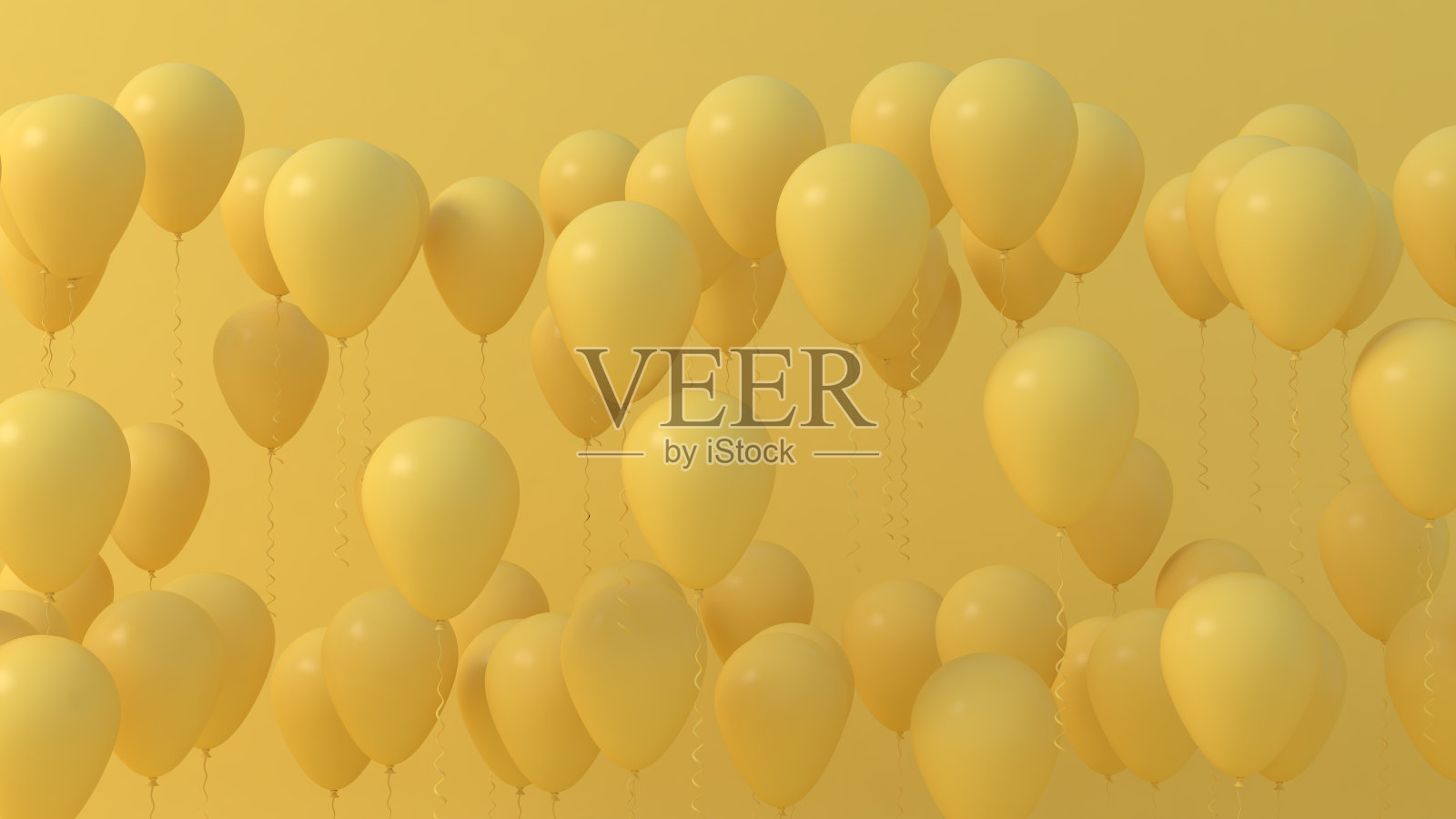 飞着橙黄色的派对气球照片摄影图片