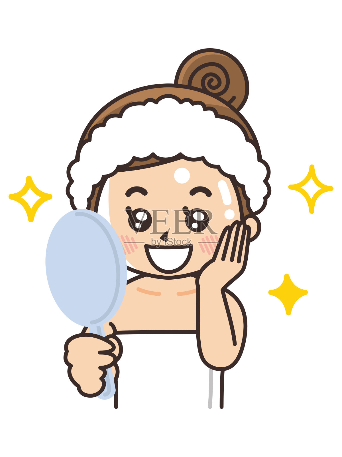 乐于展现美丽的女人。美丽。皮肤护理。插画图片素材