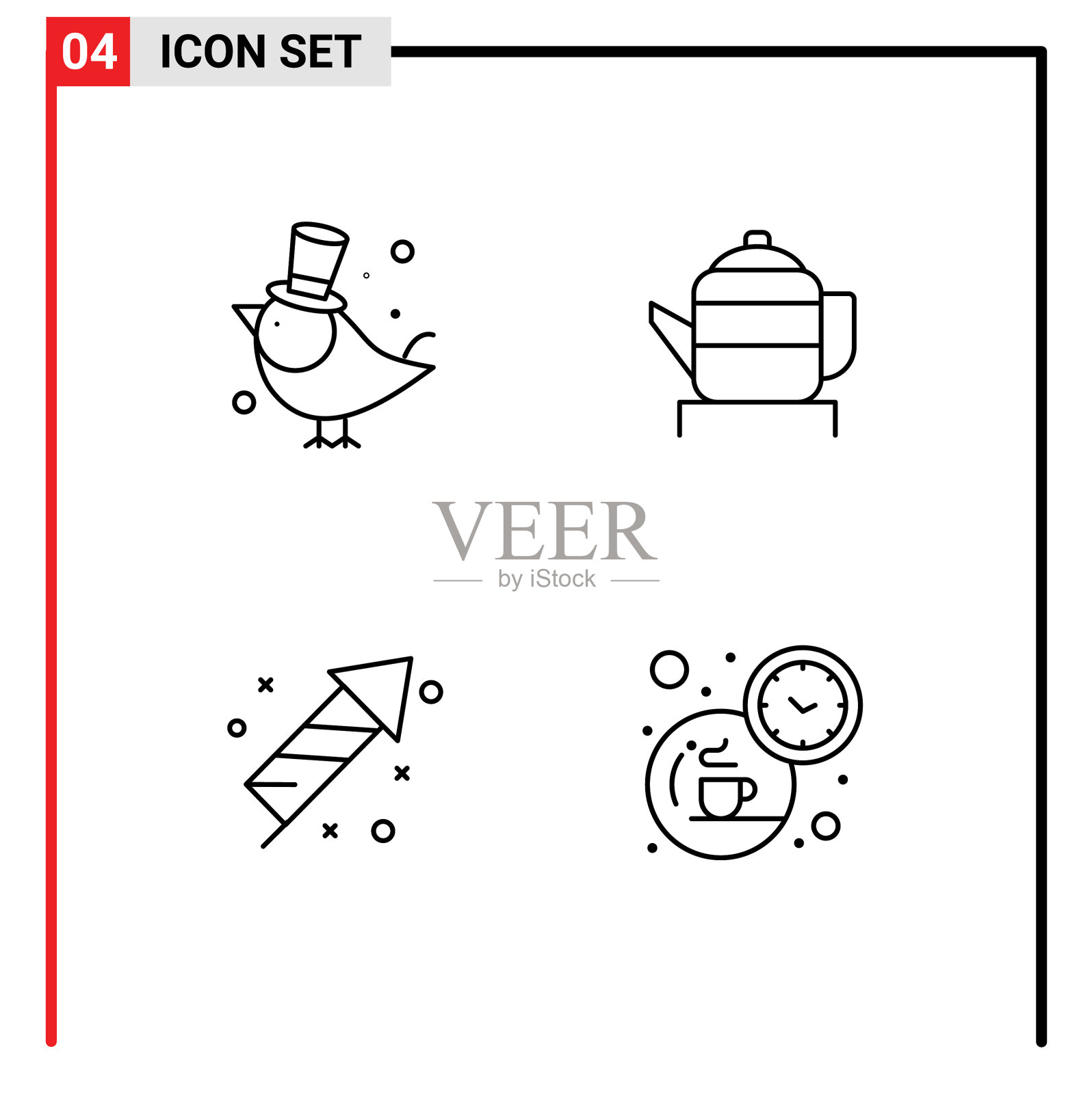 4主题填充线平面颜色和可编辑插画图片素材