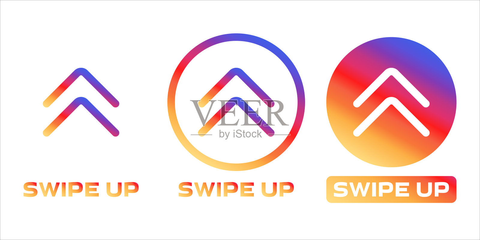 向上滑动彩色渐变按钮模板。应用按钮Instagram社交媒体概念。矢量插图。插画图片素材