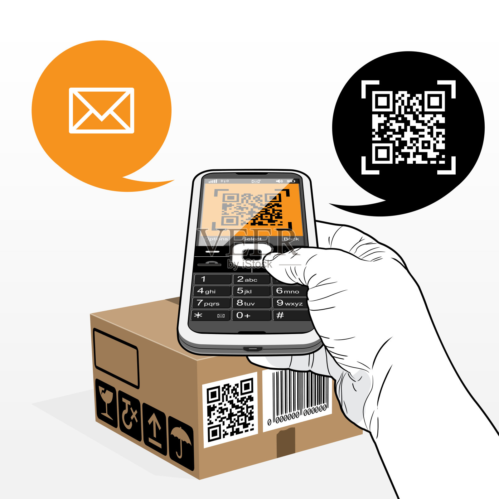 手机二维码包装扫描插画图片素材