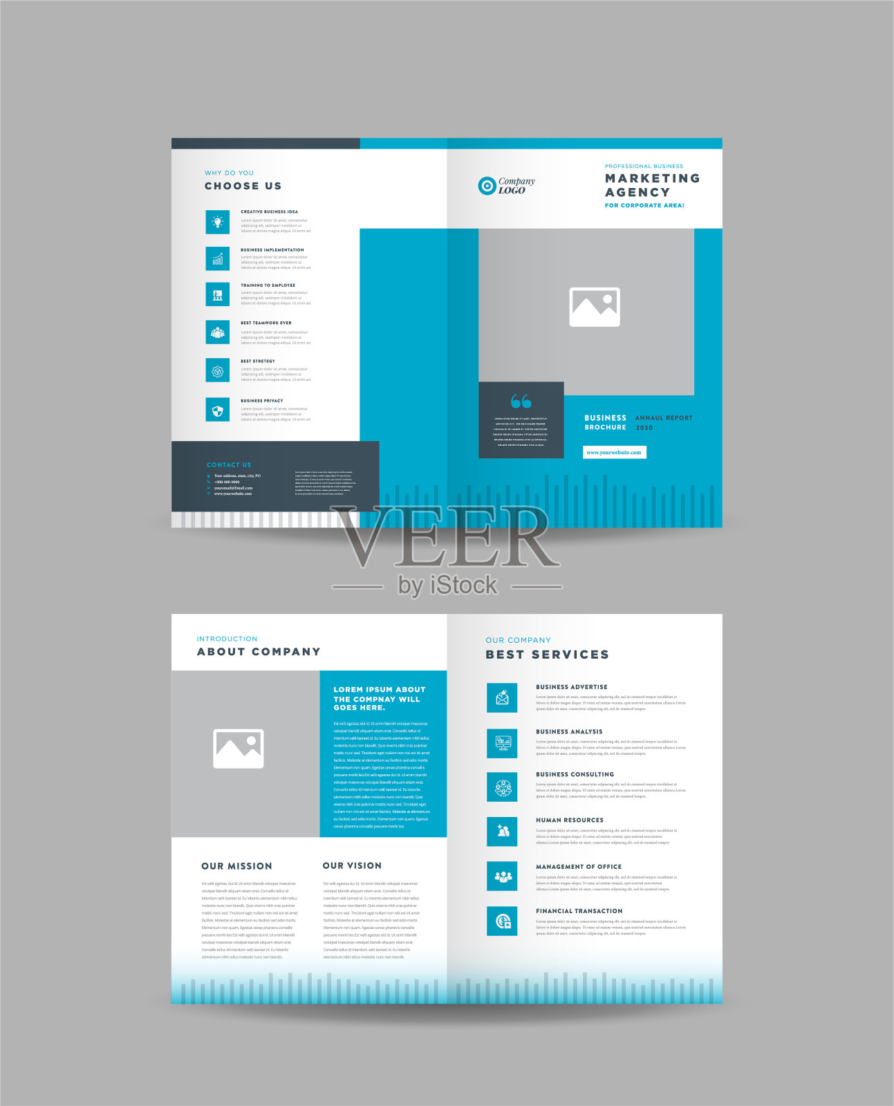 商业双折宣传册设计|宣传册设计|营销和财务文件插画图片素材
