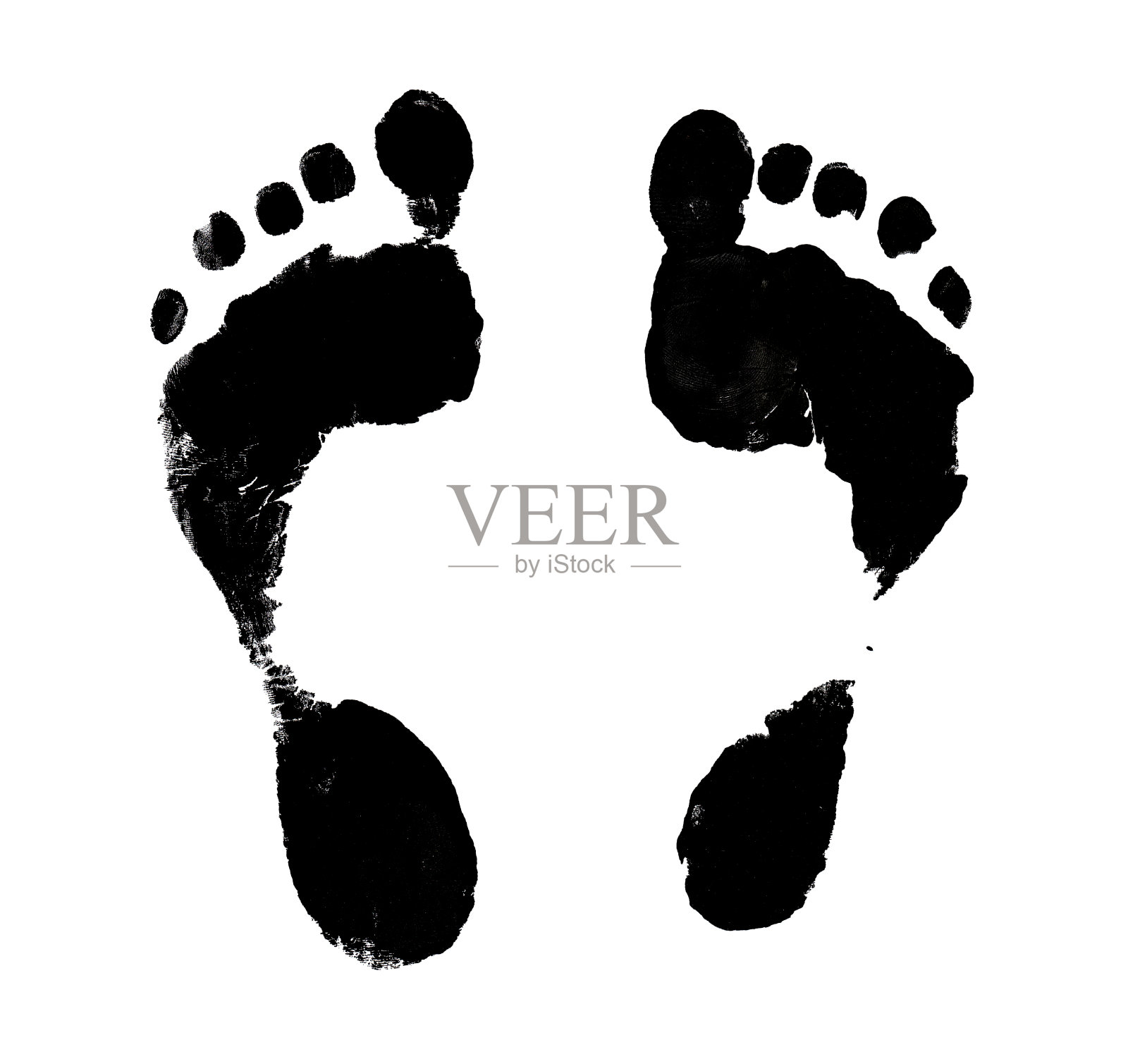 脚印的剪影。步骤图标或打印图标。插图。脚印纹理在黑色油漆隔离在白色背景的设计模板插画图片素材