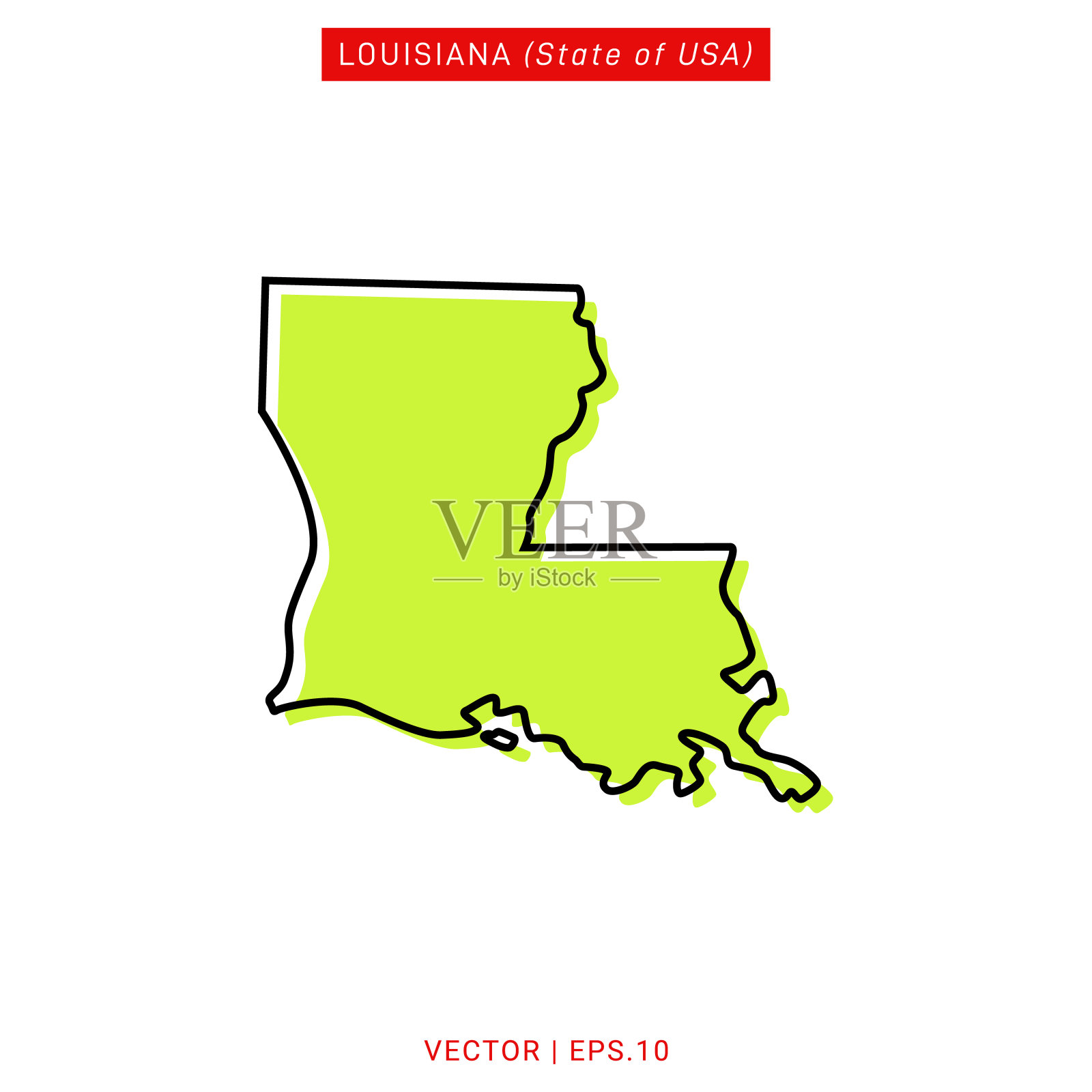 地图路易斯安那矢量股票插图设计模板。插画图片素材