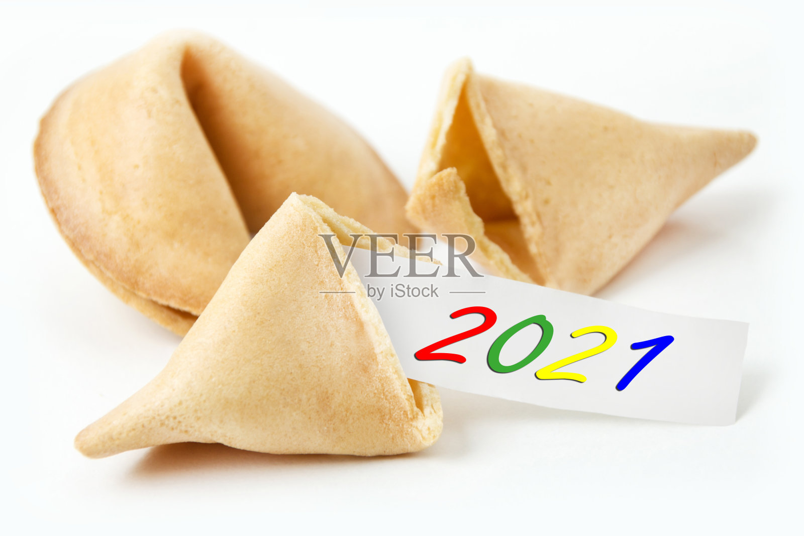 幸运饼干和标签2021照片摄影图片