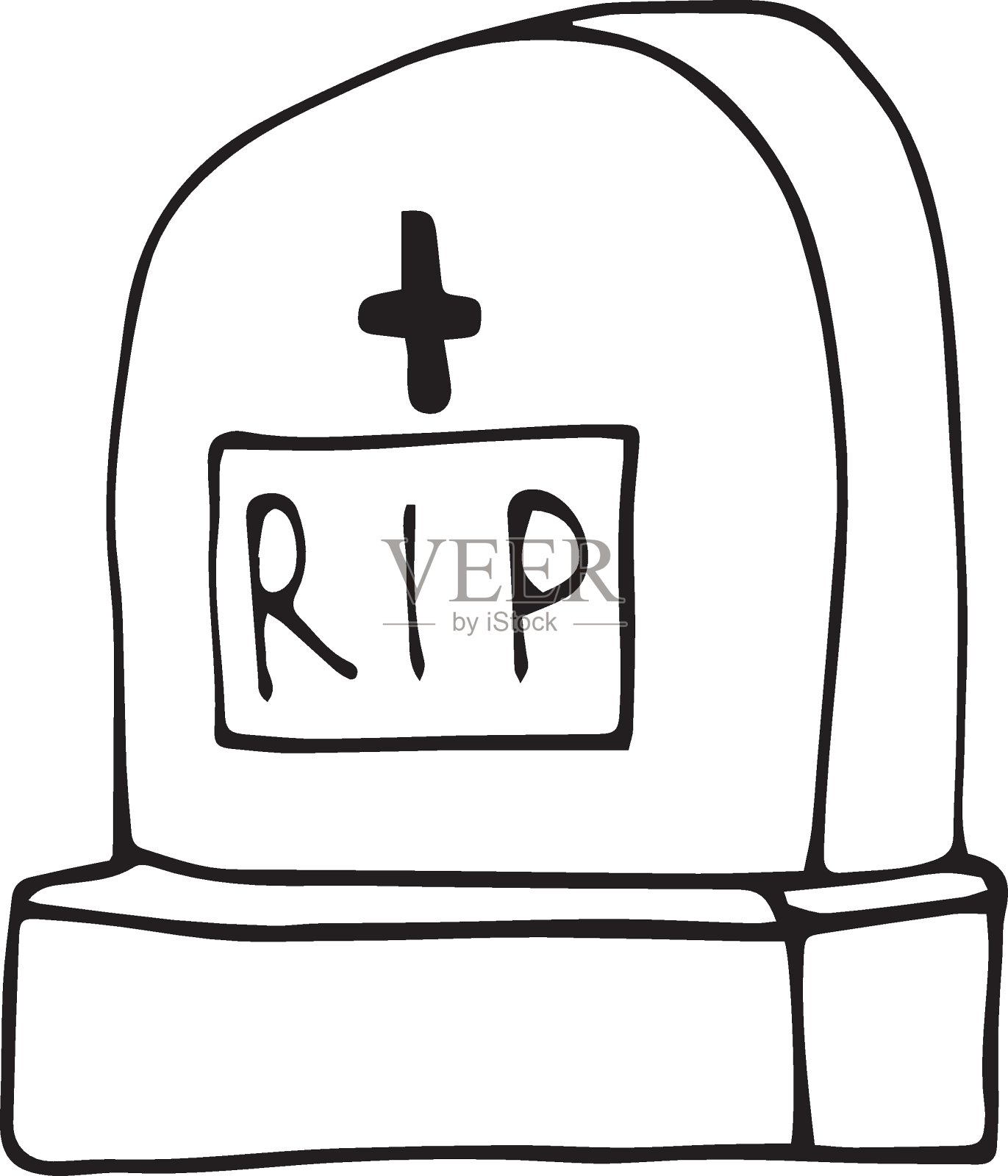 墓碑无缝模式。手绘的坟墓设计元素图片