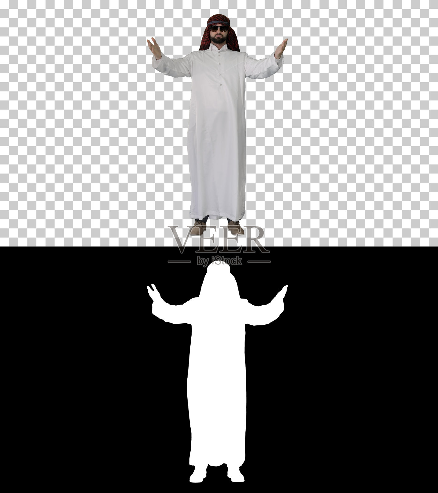 戴着墨镜的谢赫送了一个吻，阿尔法频道和剪影照片摄影图片