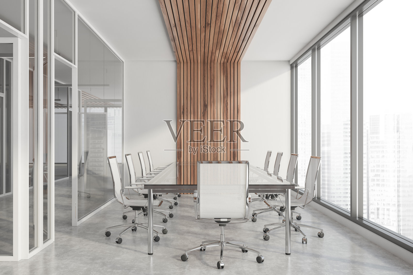 木制的白色会议室照片摄影图片