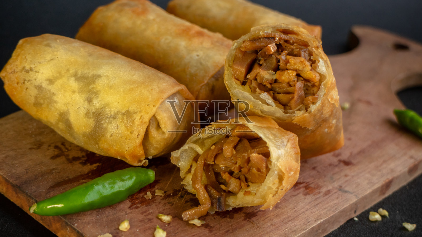 印尼语卷，英语卷，cuisine，春卷或Lunpia，照片摄影图片