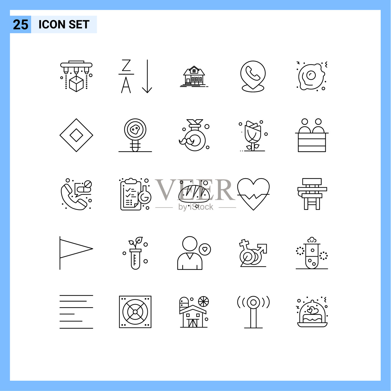 在网格上设置25行标志快餐插画图片素材