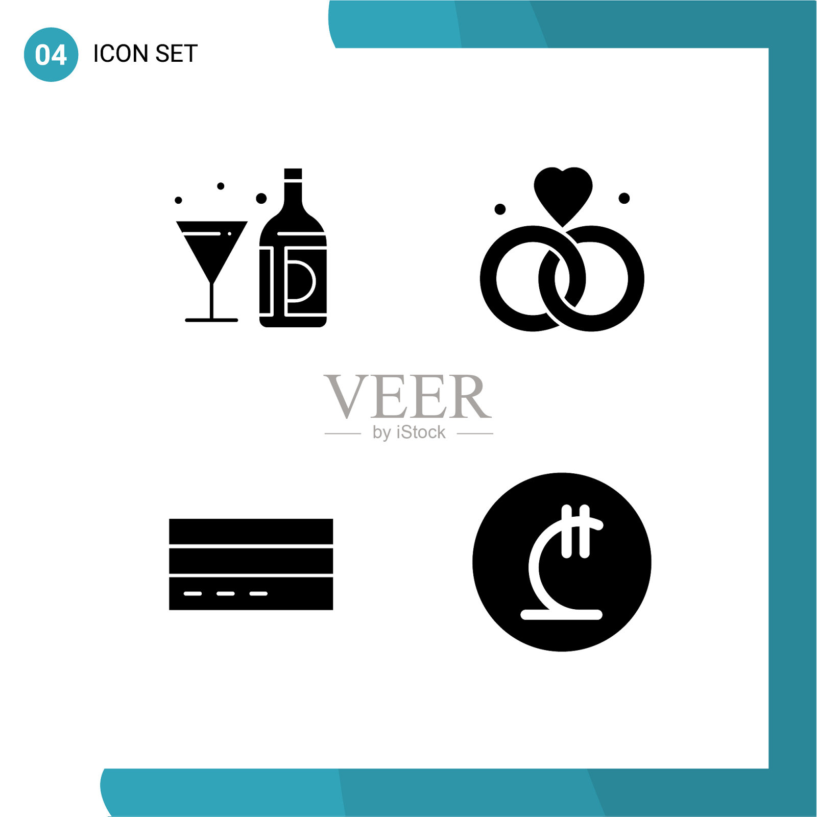 现代集4个立体字形和符号等插画图片素材