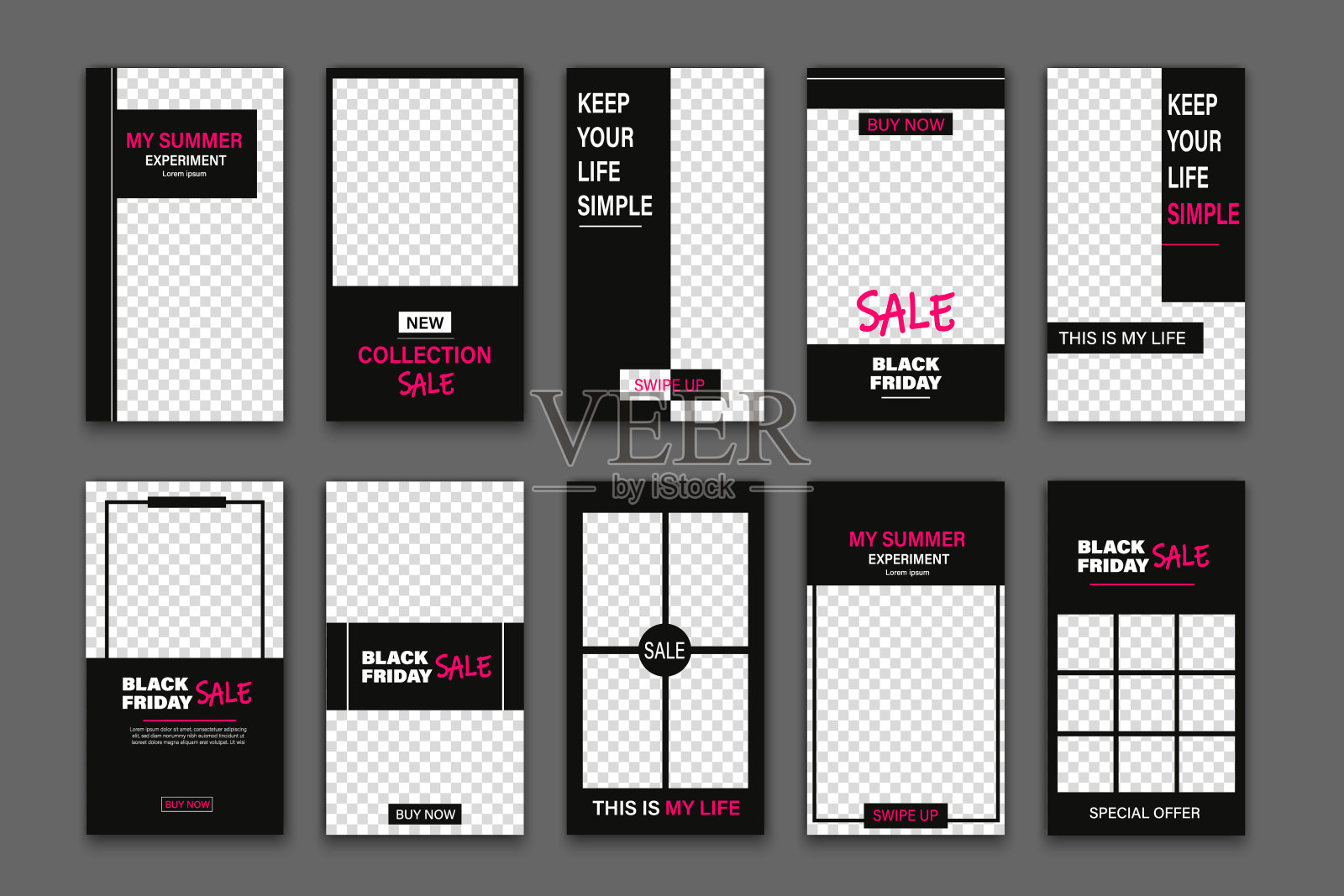 “黑色星期五”。可编辑的Instagram故事模板。流媒体。出售插画图片素材