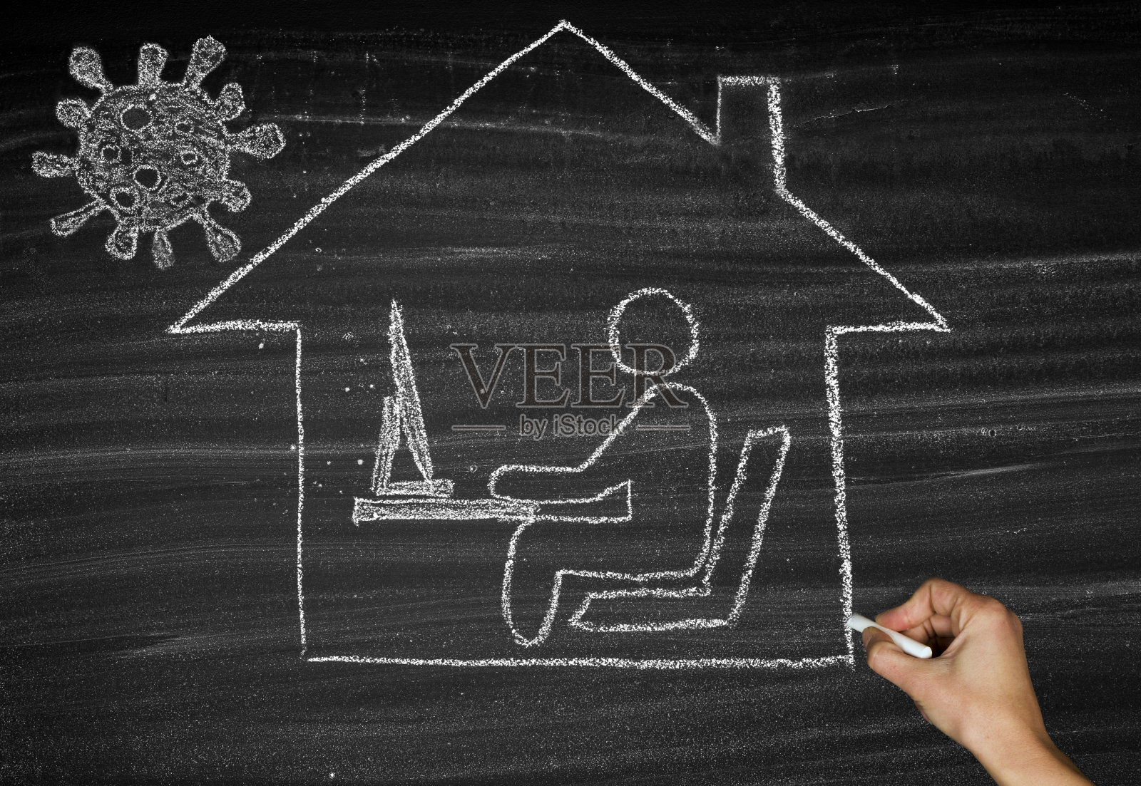 新冠肺炎大流行后在家工作照片摄影图片