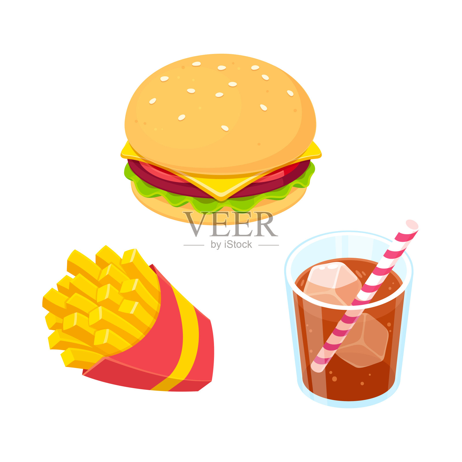 卡通快餐图标设计元素图片