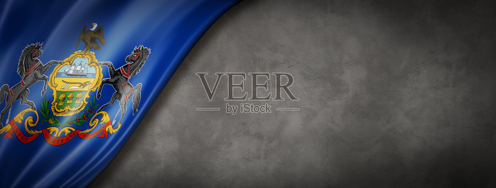 美国宾夕法尼亚州旗帜混凝土墙banner照片摄影图片