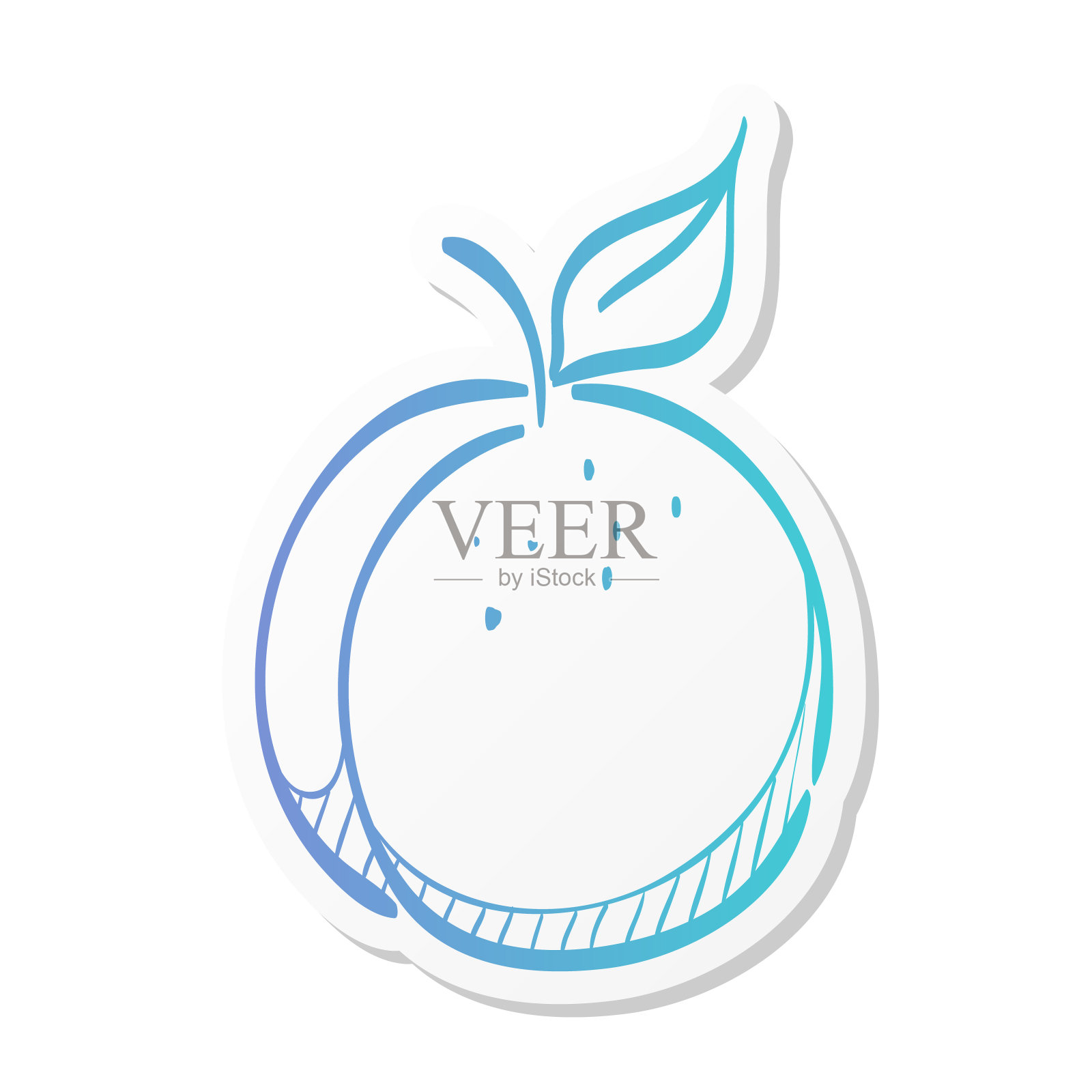 贴纸风格的图标-桃子插画图片素材