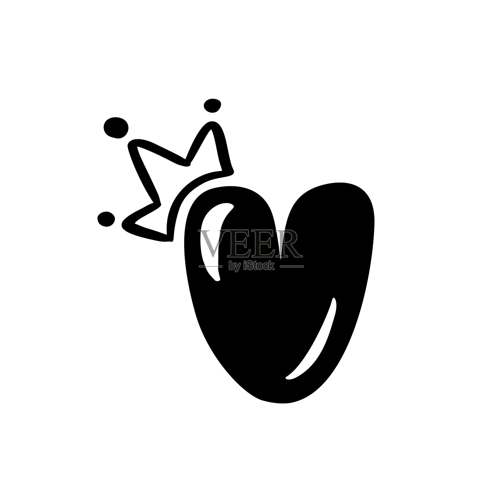 向量丰满的复古可爱的字母V皇冠。公主元素字体标志。情人节手绘字母标志页装饰和设计插图。贺卡、婚礼或请柬插画图片素材