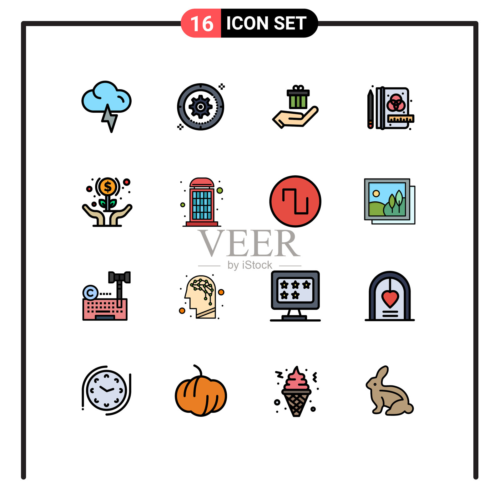 在网格上设置16条平色填充线插画图片素材