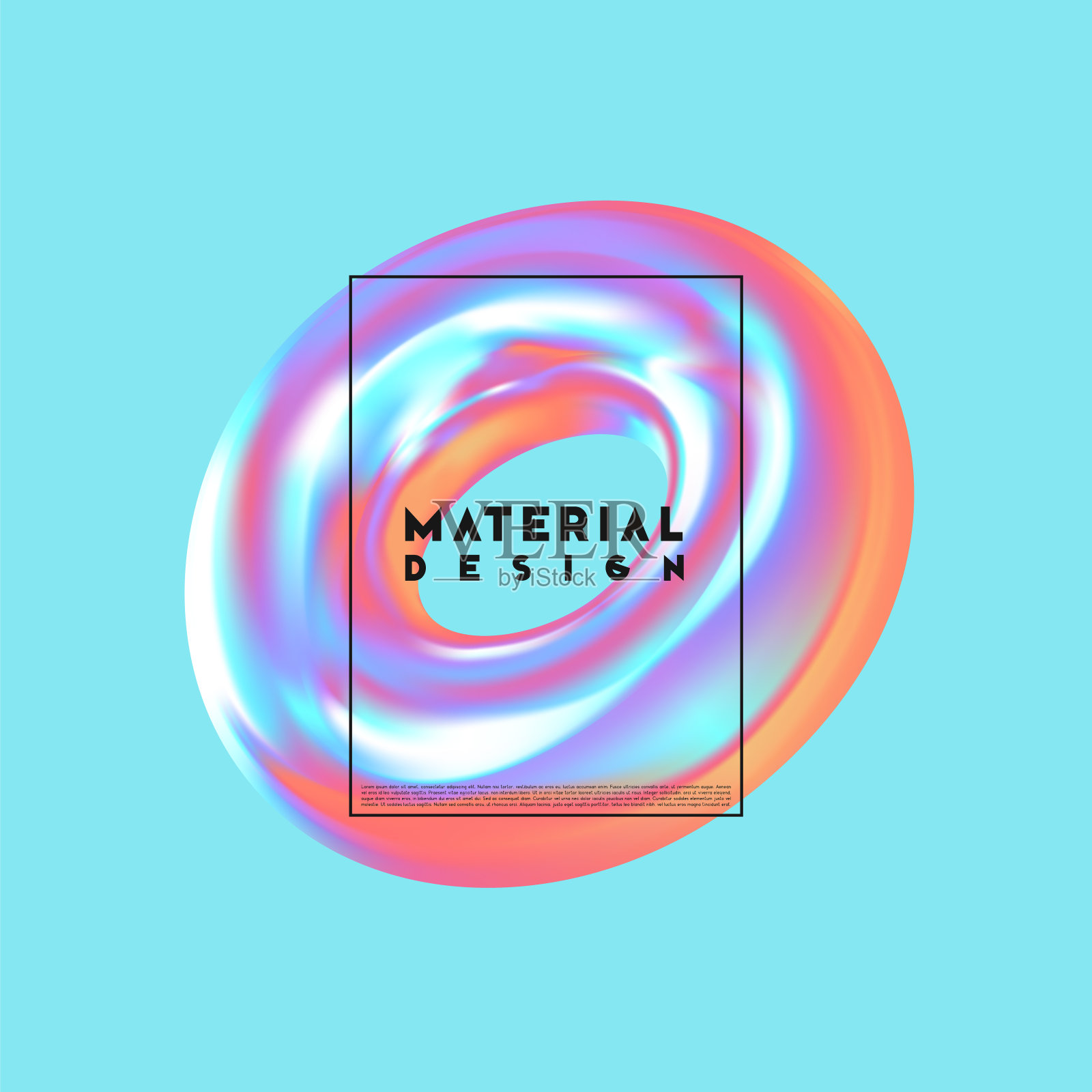 现代抽象背景。渐变彩色合成三维形状环插画图片素材