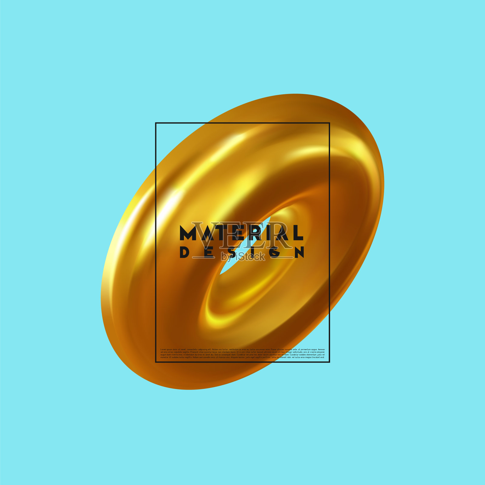 现代抽象背景。形状组成三维金戒指插画图片素材