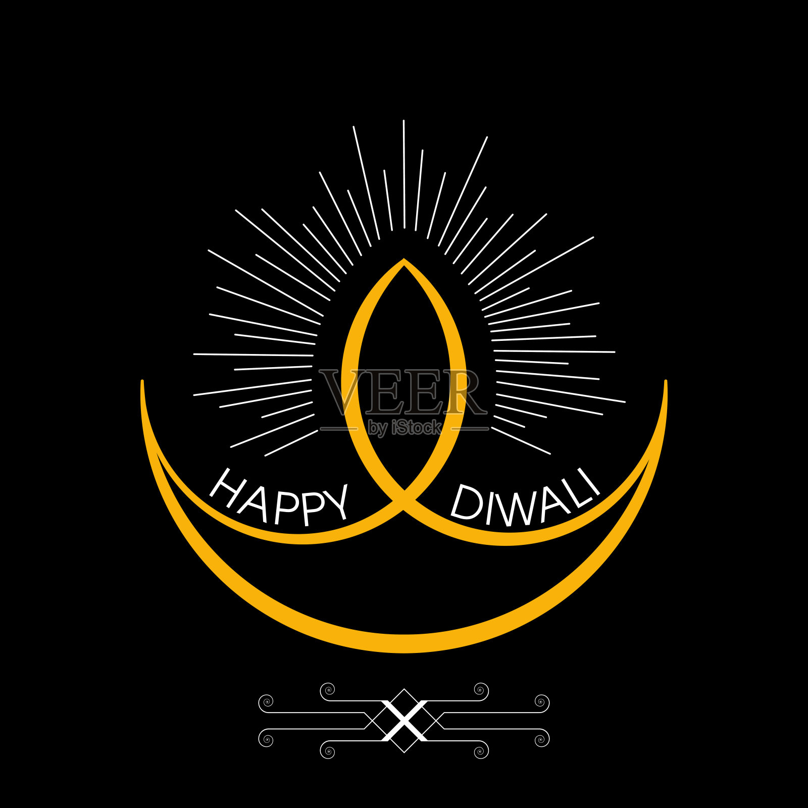 庆祝印度教社区节日的排灯节插图。设计模板素材