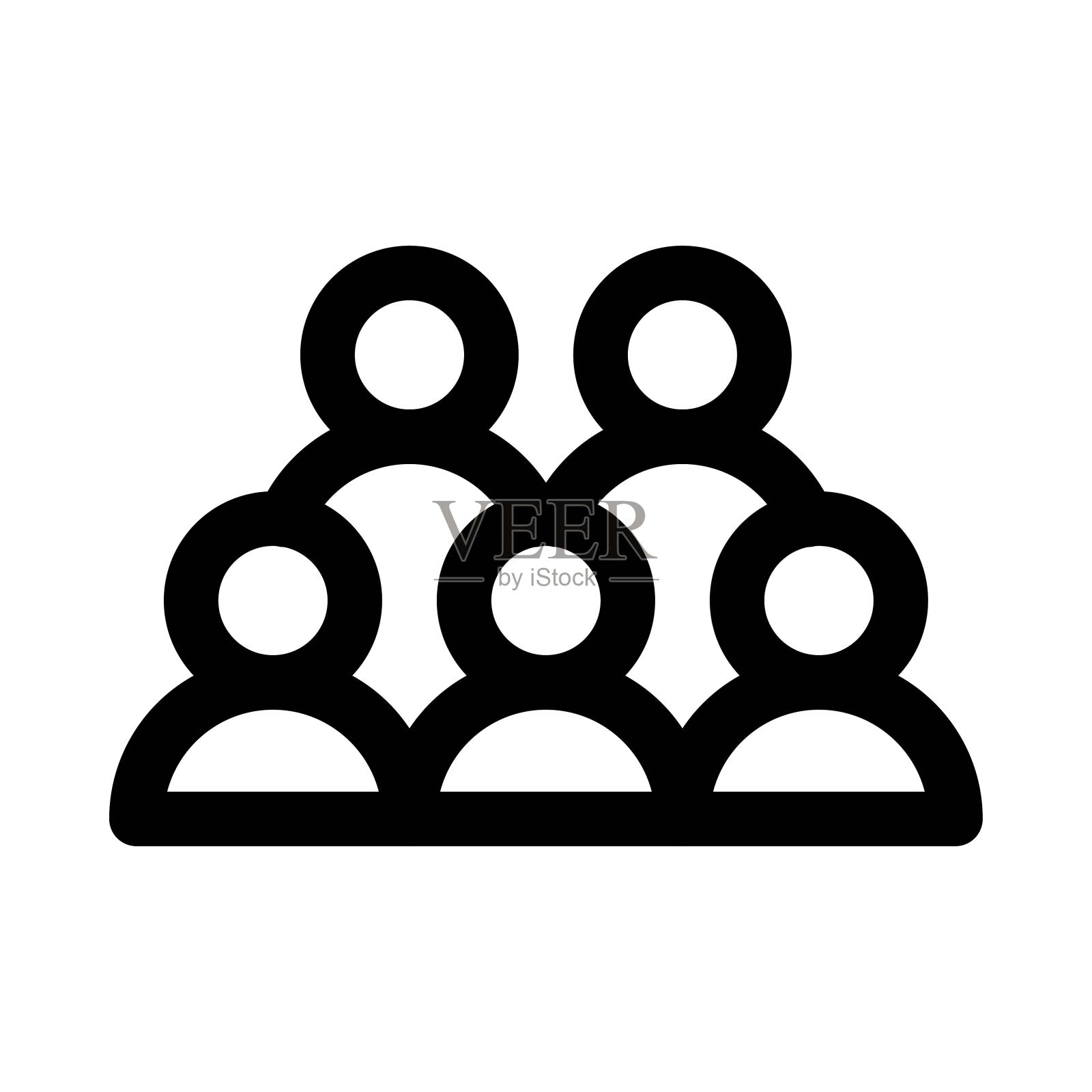 与病毒传播相关的人群或线性风格的特征载体，插画图片素材