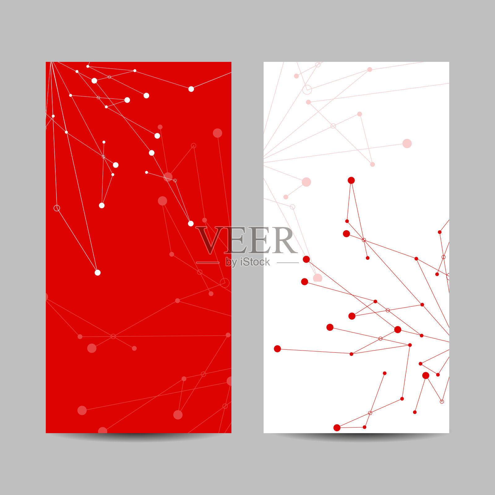 一套垂直横幅。有连接的线和点的几何图案。插画图片素材