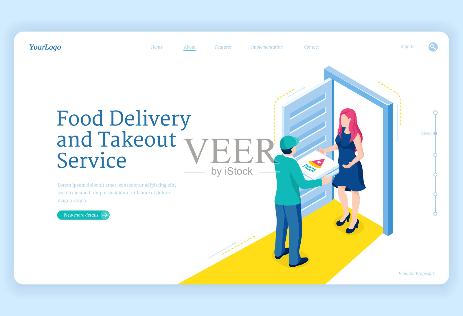 外卖和外卖服务的横幅插画图片素材