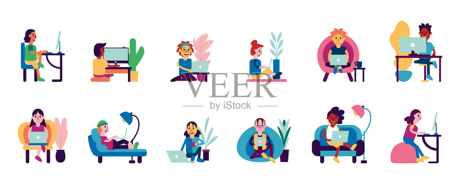 隔离组工人回家插画图片素材