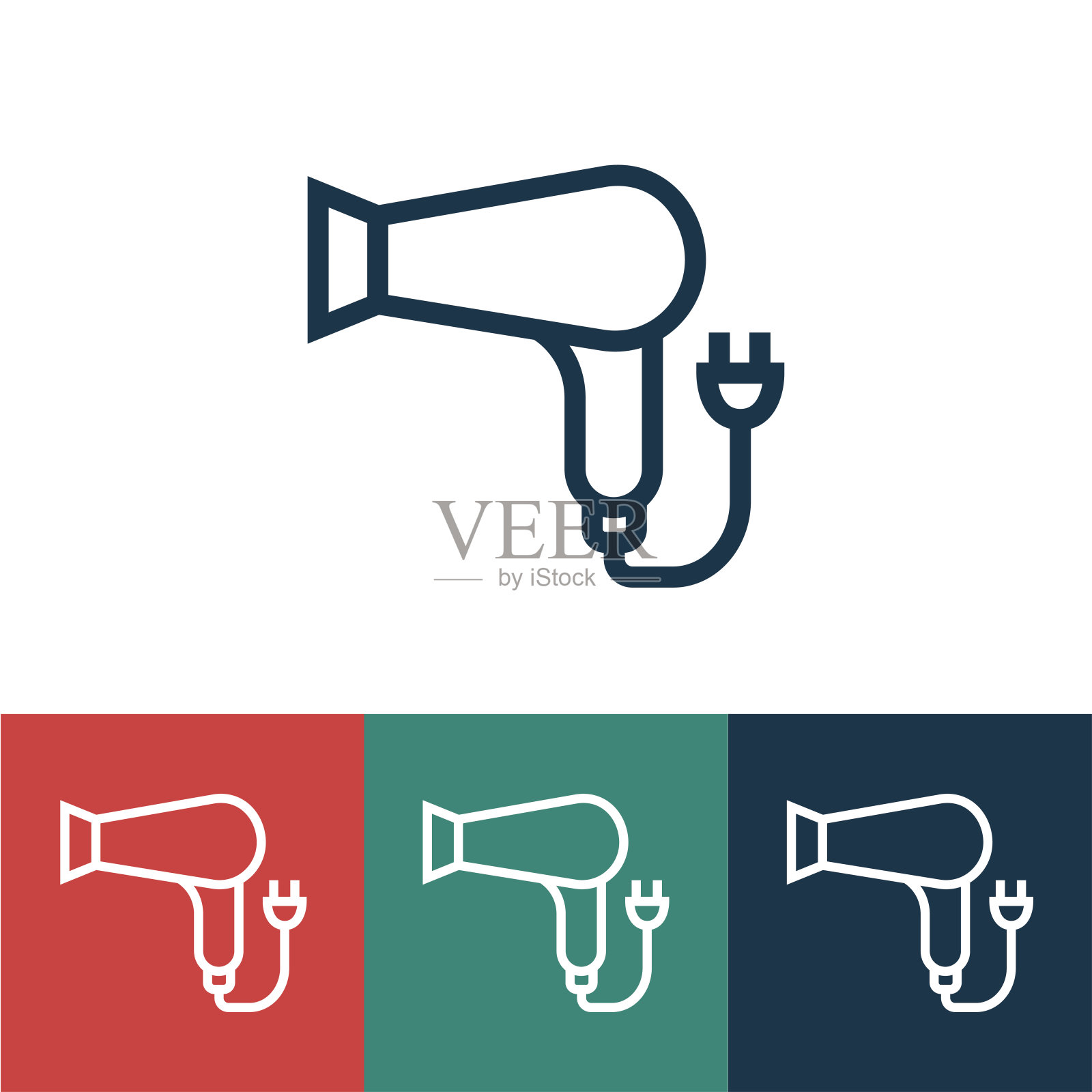 线性矢量图标与烘干机图标素材