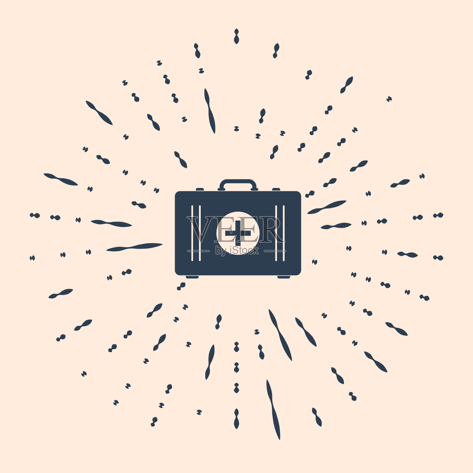 黑色急救箱图标孤立在米色背景上。医疗b插画图片素材