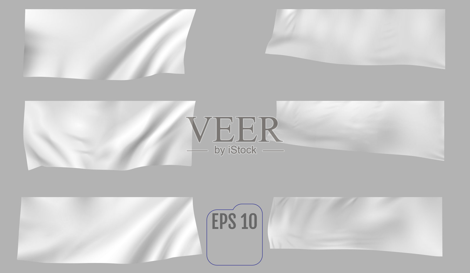 白色纺织品横幅与折叠模板设计元素图片