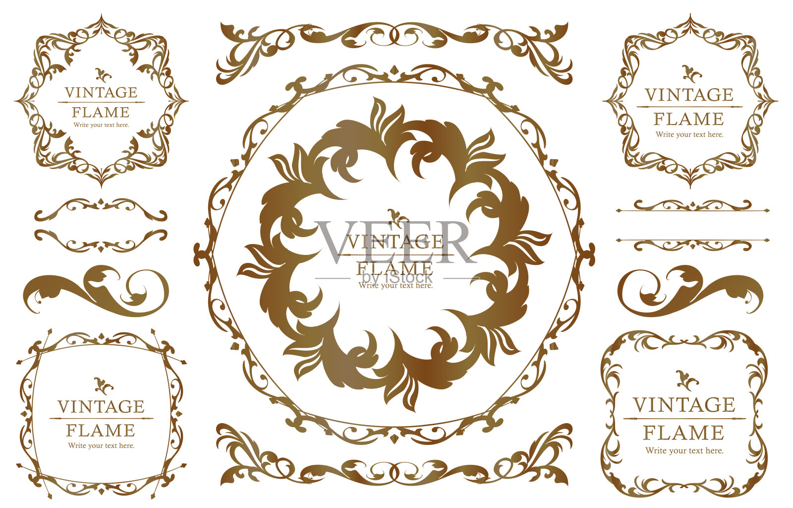 皇家字母组合框架。手绘皇冠徽章，复古涂鸦素描标志和优雅的字母组合。装饰古董精品标牌边框或花卉装饰金标志。孤立向量符号集插画图片素材