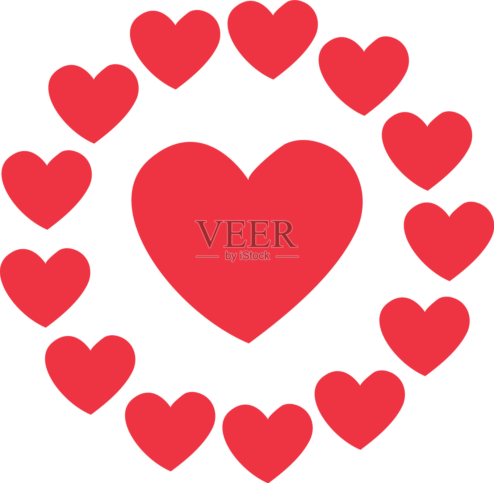 心形与心形圆形的平面风格图标插画图片素材