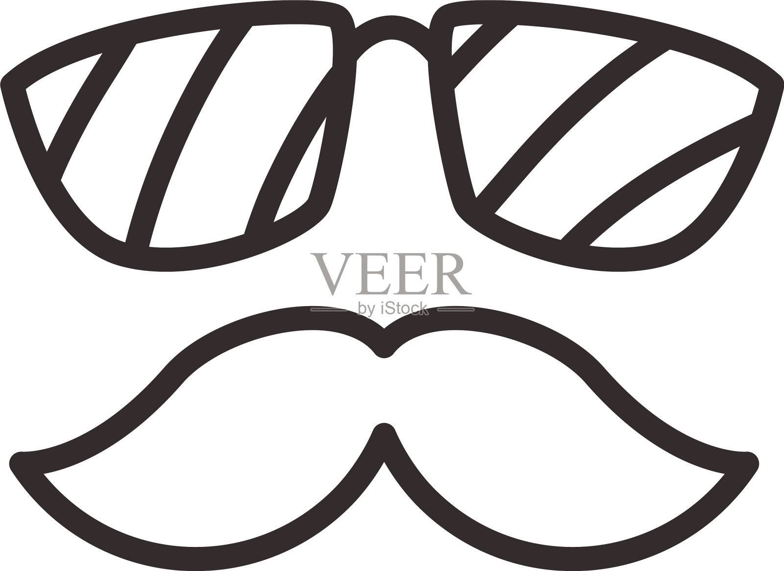 胡子和眼镜线条风格的图标设计插画图片素材